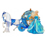 Bábika s kočiarom a koňom - modrá